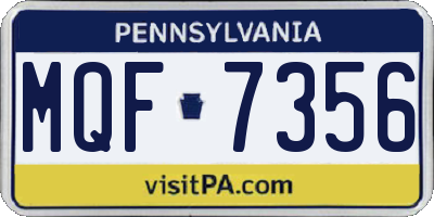PA license plate MQF7356