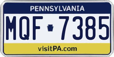 PA license plate MQF7385