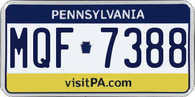 PA license plate MQF7388