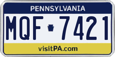 PA license plate MQF7421