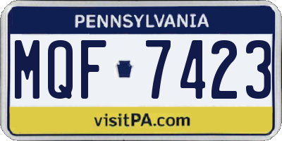 PA license plate MQF7423