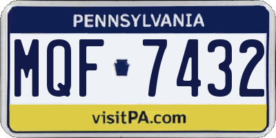 PA license plate MQF7432