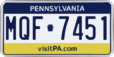 PA license plate MQF7451