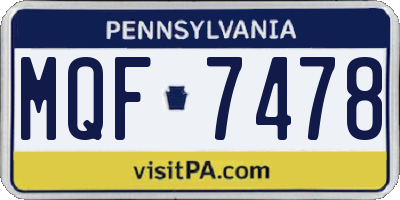 PA license plate MQF7478