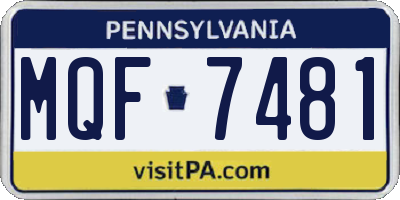 PA license plate MQF7481