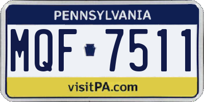 PA license plate MQF7511