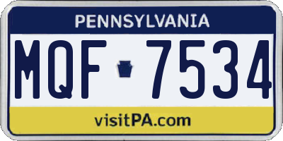 PA license plate MQF7534