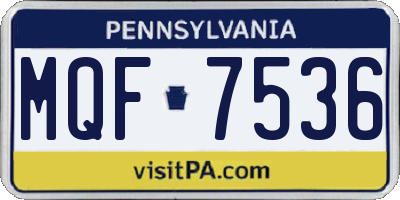 PA license plate MQF7536