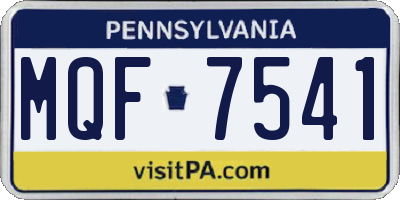 PA license plate MQF7541