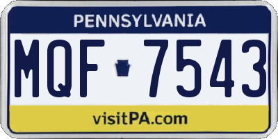 PA license plate MQF7543