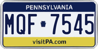 PA license plate MQF7545