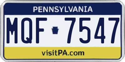 PA license plate MQF7547