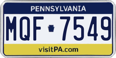 PA license plate MQF7549