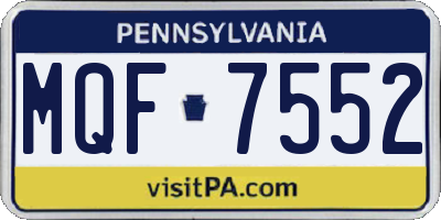 PA license plate MQF7552