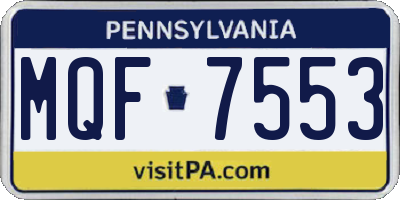 PA license plate MQF7553