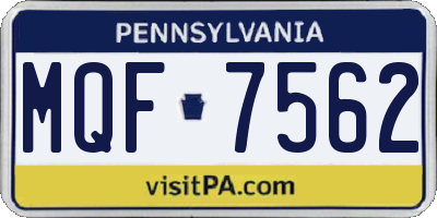 PA license plate MQF7562