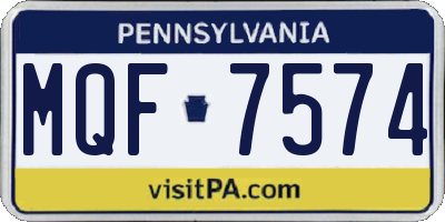 PA license plate MQF7574