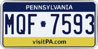 PA license plate MQF7593