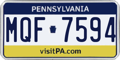 PA license plate MQF7594