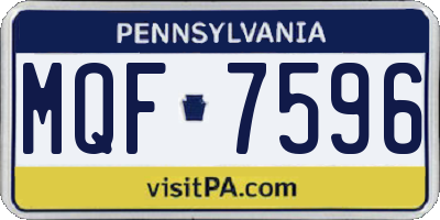 PA license plate MQF7596