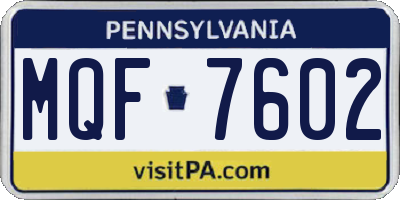 PA license plate MQF7602