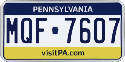 PA license plate MQF7607