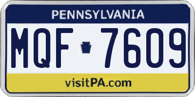 PA license plate MQF7609