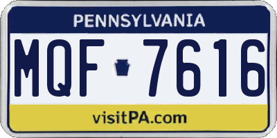 PA license plate MQF7616