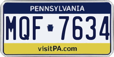 PA license plate MQF7634