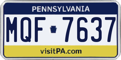 PA license plate MQF7637