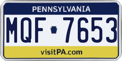 PA license plate MQF7653