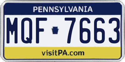 PA license plate MQF7663