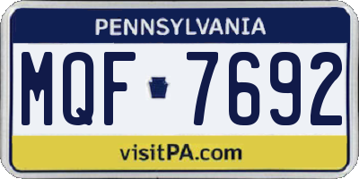 PA license plate MQF7692