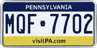 PA license plate MQF7702