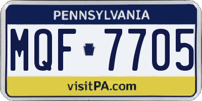 PA license plate MQF7705