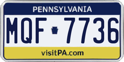 PA license plate MQF7736