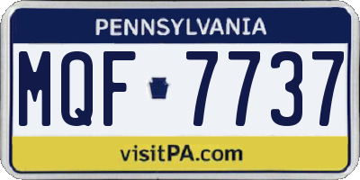 PA license plate MQF7737