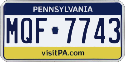 PA license plate MQF7743