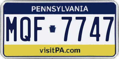 PA license plate MQF7747