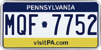 PA license plate MQF7752