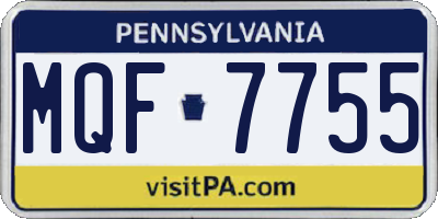PA license plate MQF7755