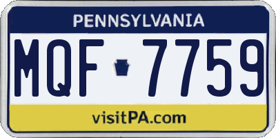 PA license plate MQF7759