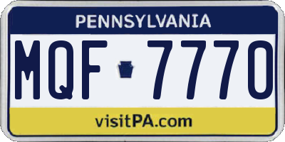 PA license plate MQF7770