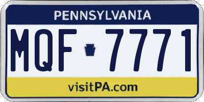 PA license plate MQF7771