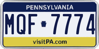 PA license plate MQF7774