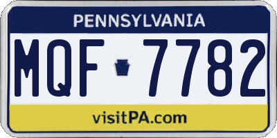 PA license plate MQF7782