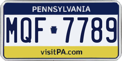PA license plate MQF7789
