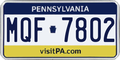 PA license plate MQF7802