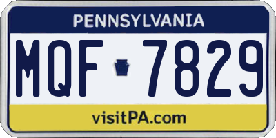 PA license plate MQF7829