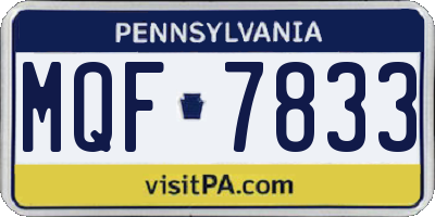 PA license plate MQF7833